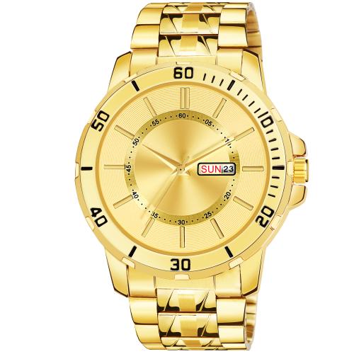 WHIPLASH Gold Stainless Steel Day & Date Display Analog Watch - For Men
