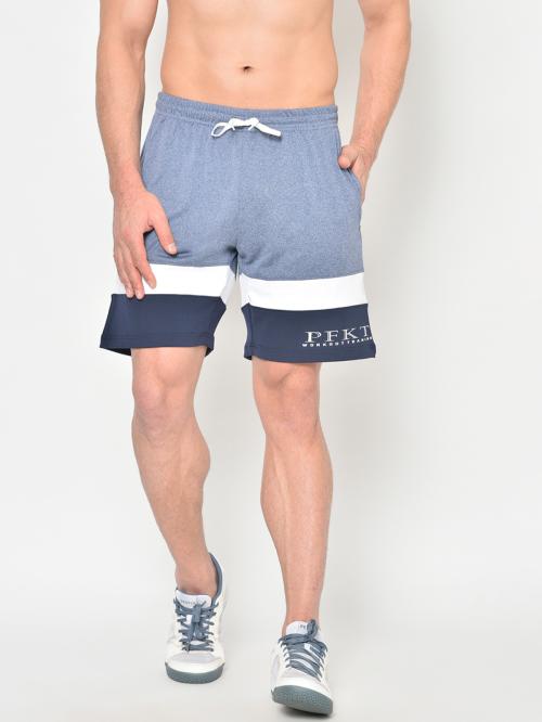 PERFKT-U Mens Blue Melange Training Hydra Cool Antimicrobial Shorts