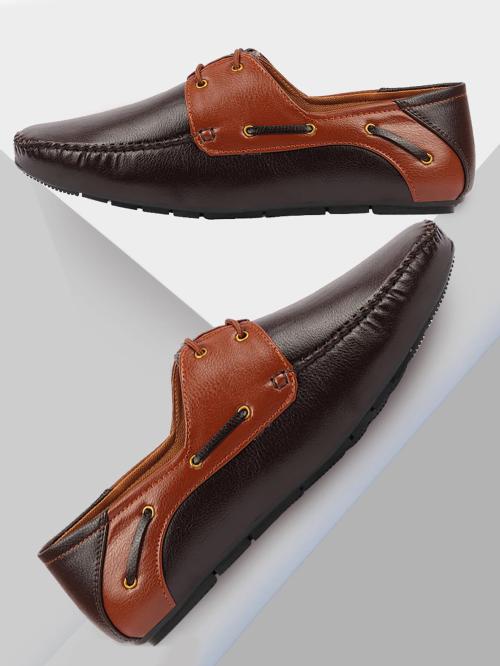 FAUSTO Men Brown Casual Slip-On Boat Shoes (11 UK)