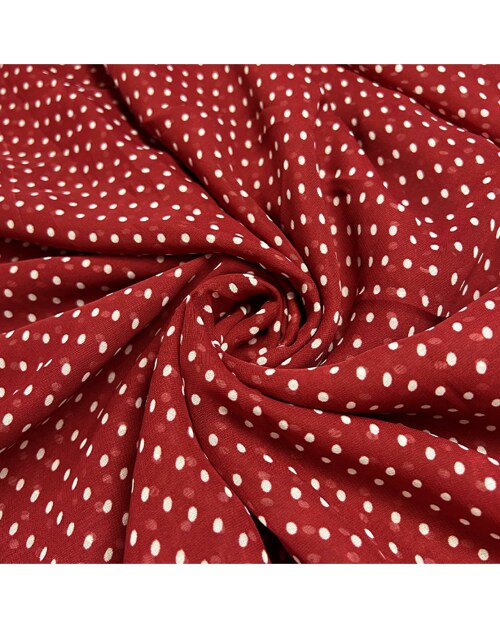 LCX Red & White Polka Dot Printed Georgette Fabric Red & White Polka Dot Printed Georgette Fabric - 2.5 Meter (GE004A-2.5M)