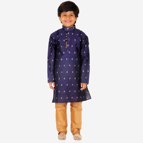 Pro-Ethic Style Developer Ethnic Wear Silk Blue Kurta Pajama Set for Kids and Boys