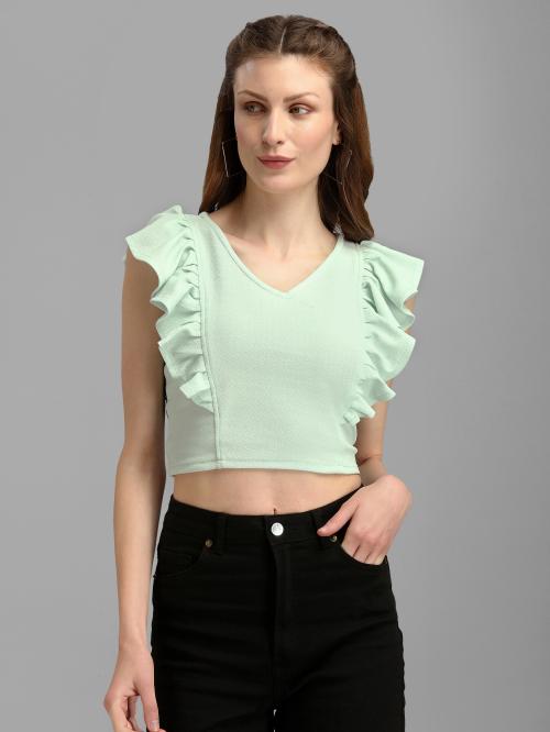 Purvaja Women Tea Green Solid Western Top