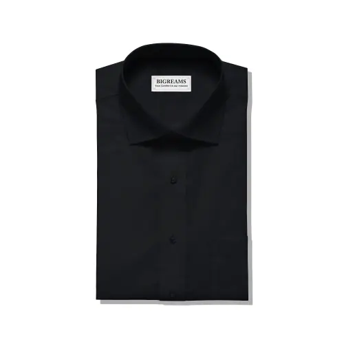 BIGREAMS.COM Unstitched 100% Pure Premium Fine Black Linen Shirt Fabric For Formal Wear Men - 58