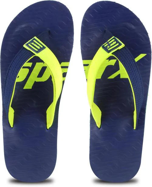 Sparx Men SFG-204 Navy Blue Neon Green Flip Flops