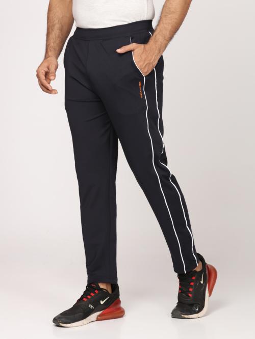 Buy BULLMER Men Navy Polyester Solid Single Fitted Track Pants Online