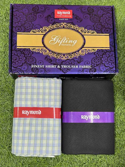 Raymond Pc-Cotton Checkered Shirt & Trouser Fabric in Moments Box Packing (Shirt-2.30 m, Pant-1.20 m)R-Moments-V-326
