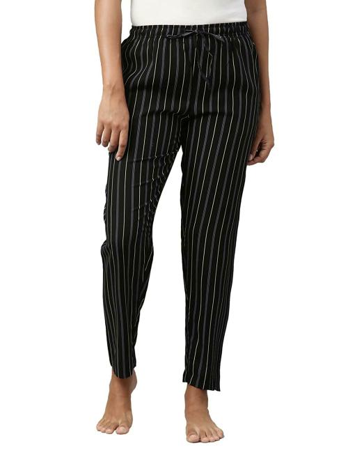 GO COLORS Store Women Black Printed Viscose Pants