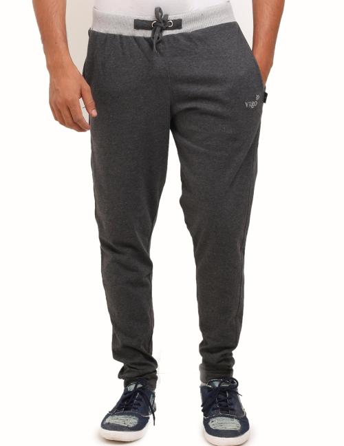 Vego Men Charcol, Grey Cotton Zipper Track Pant