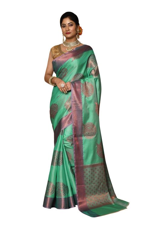 Latest Desginer Banarasi Silk Copper Zari Saree With Blouse Piece