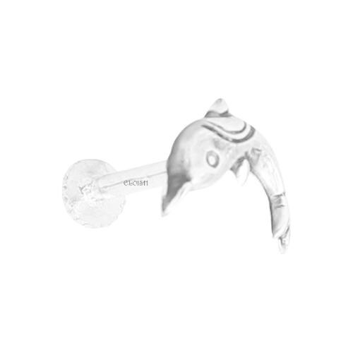 ELOISH 92.5 Sterling Silver Dolphin Design Nose Pin for Women. Cute Fish Design