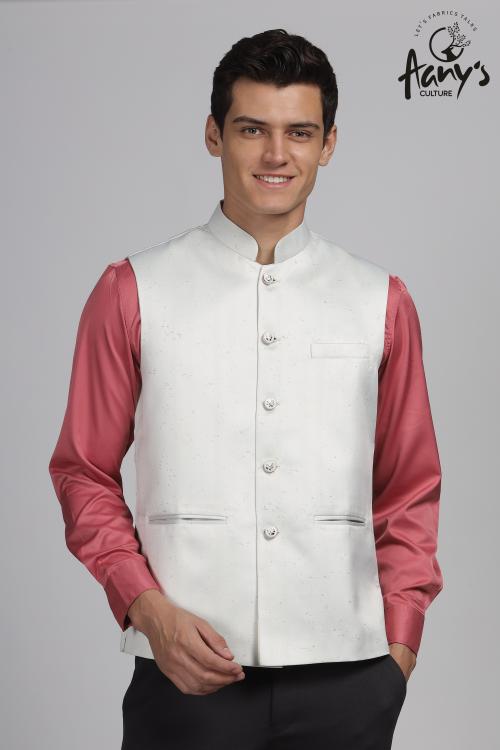 Aany's Culture Pista Floral Pattern Polyester Wedding Nehru Jacket (Koti) XXL