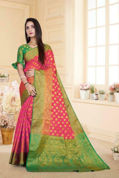 Fancy Lifestyle Women Dark Green Animal Jacquard Saree