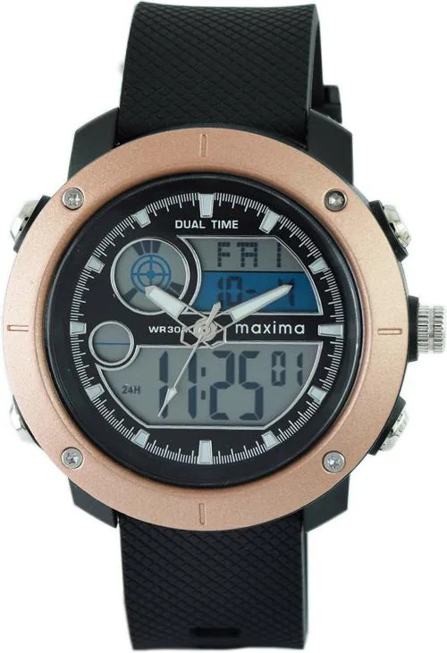 PA Maxima Analog Black Dial Black Strap Watch For Men (57992PPAN)