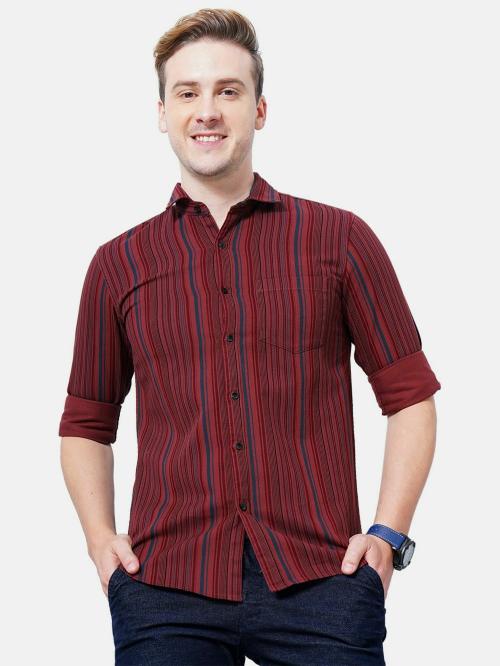 CAMISA Men Maroon Slim Fit Striped Casual Cotton Shirt Maroon Colour M Size | Slim Fit Casual Shirts | Cotton Casual Shirts