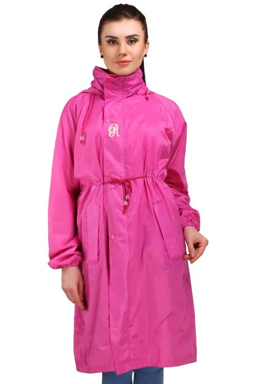 Real Scooty Coat Zipper & Snap Reversible Long Raincoat | Full Length for Women | Heavy Waterproof Rainwear | Portable Rain Suit (XL, PINK)