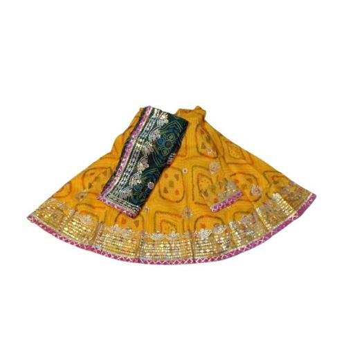 Vvlpf Fashion Women/Girls Traditional/Casual Bandhani Bandhej Kota Doria With Gota Patti Hand Work Border Ready to Wear Lehenga & Dupatta With Unstitched Blouse
