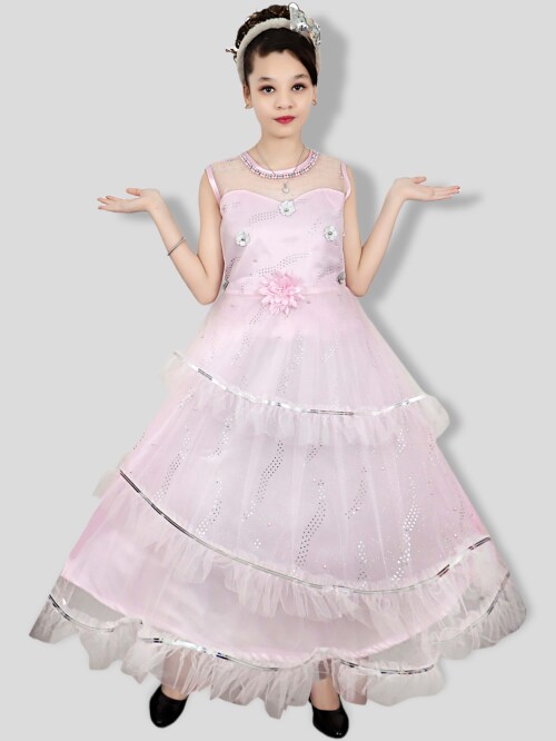 VIVEK NET FRILL GOWN STYLISH TRENDING DRESS FOR GIRL