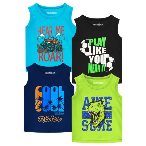 Trampoline Boys Pack of 4 Printed Sleeveless T-shirts
