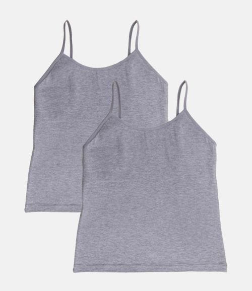 Adira | Girls Starter Camisole | Flat Padded Innerwear Vest | Camisole For Puberty | Girls Slip | Covers Nipples & Gives Confidence At School | stretchy Cotton | Pack Of 2 | Grey | S