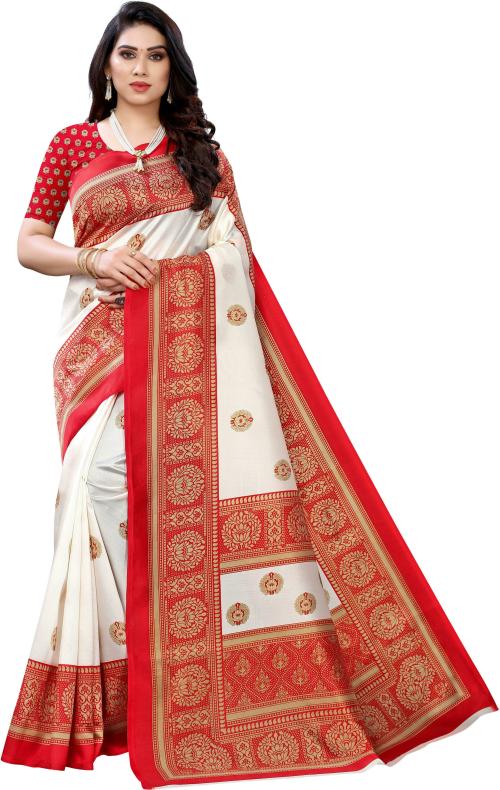 Pikasso Creation Women Red Self Design Art Silk Saree
