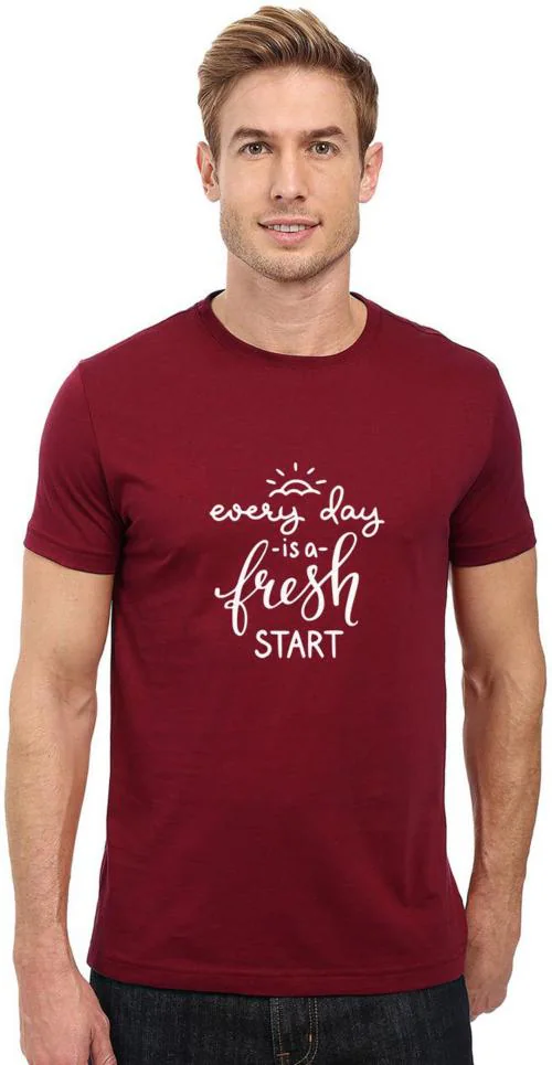 Redfool Fashions Men Maroon Typography Cotton Blend Round Neck T-Shirt
