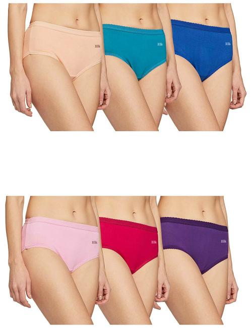 e1k _ South Sailor Women Multicolor Cotton Solid Pack Of 6 Outer Elastic Panties (90 Cm)_Multicolor_M