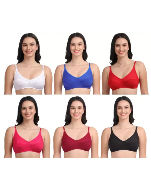CUTONS Non-Padded Everyday Bra Combo (Pack of 6)