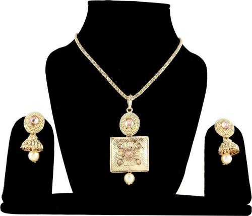 Darsha Collections Gold-Plated Alloy Gold Earring And Pendant Set (Girls And Women)l Artificial jewellary l Womens necklace l Traditional jewellary l Womens Jewellary