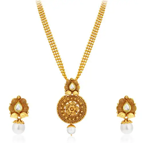 Sukkhi Graceful Pearl Gold Plated Kundan Necklace Set For Women