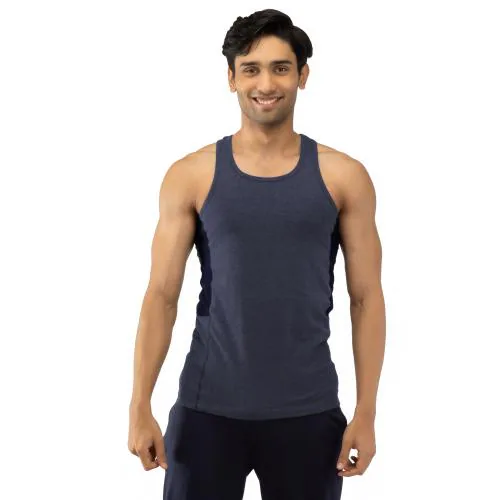 Chromozome Men N-marl Solid Cotton Blend Single Vest