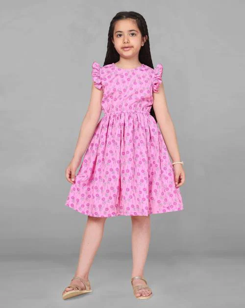 Fashion Dream Girls Purple Floral Printed Crepe Frock | Dresses | Kids Wear | Girls Dress | Kids Dress | Frock | Frock Girls | Girls Frock | Dresses For Girls | Kids Girl Dress | Frock For Girls