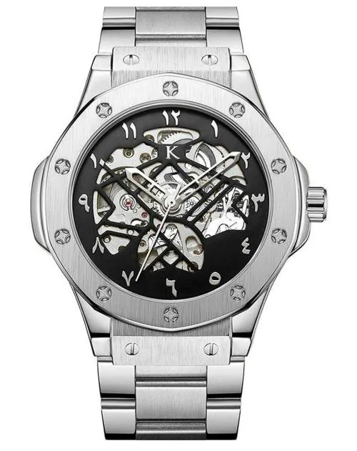 Kredo Analogue Black Dial Silver Strap Dedon Automatic Watch, 43Mm For Men - Kw107