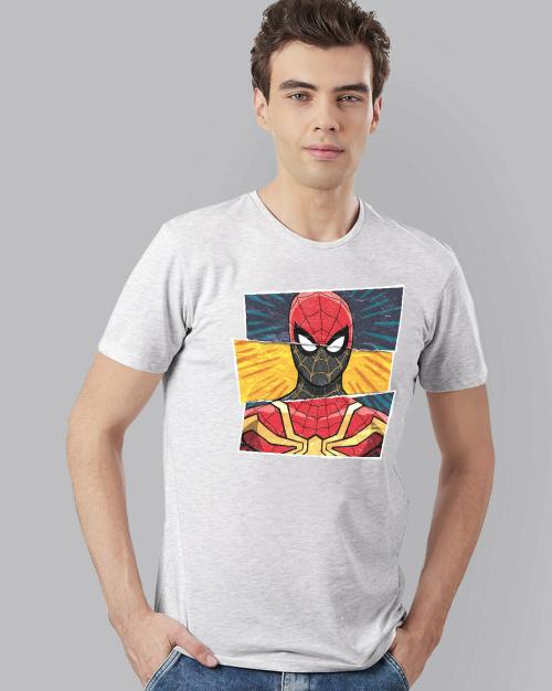 Young Men Spiderman Printed Grey Tshirt