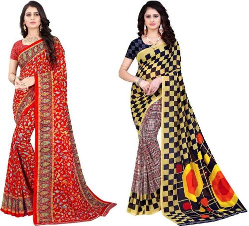 Leelavati printed daily wear poly georgette saree Clearance
