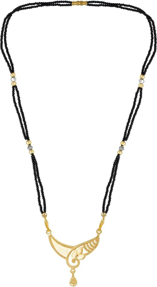 ADMIER 1 micron gold plated floral design double beaded bridal wedding mangalsutra traditional jewelry for girl women