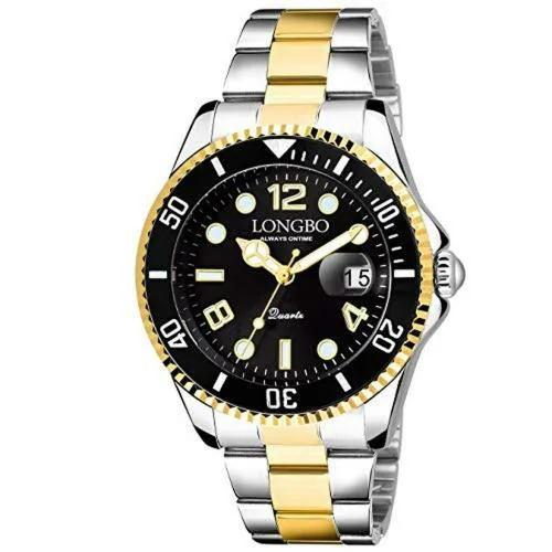 Longbo Master Royale Stainless Luxury Analog Watch For Men (Gold)