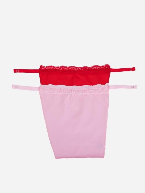 Finesse Miracle Cami Cotton Clip-on Mock Camisole Set Of 2-Red & Pink