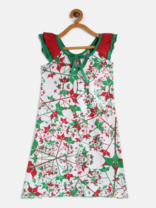 Sini Mini Green Girls Cotton Midi Knee Length Casual Dress