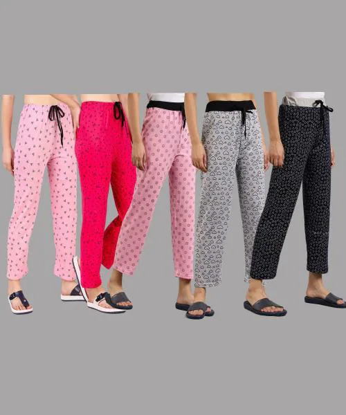 Christy World Women Multicolor Printed Pack of 5 Pyjamas