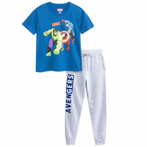 Nap Chief Unisex Cotton Printed Marvel T-Shirt & Jogger Set - (AV4040Y_Dark Blue_2-3 Years) Set of 1