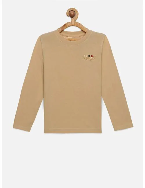 DONGLI Full Sleeve Beige top Boys Casual Pack of 1 Tshirts