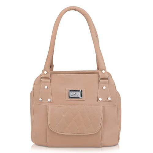 JRD COLLECTION Polyster Fabric PU Solid Zipper Shoulder Bag for Girls and Women (Color:-Beige)