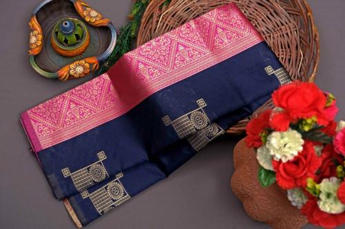 Lyuson Women Cream Printed Pure Silk Banarasi Saree