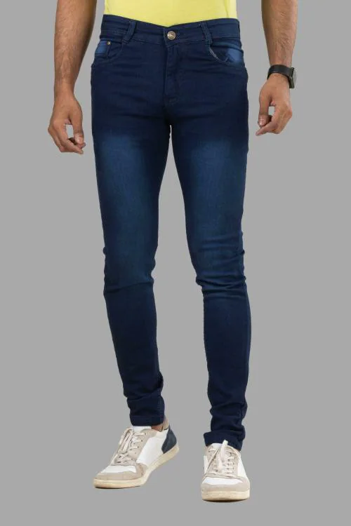 LZard Men Dark Blue Slim Clean Look Stretch Jeans