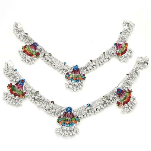Buy BR Ornaments Anklet for Women Silver Plated Made of peacock design