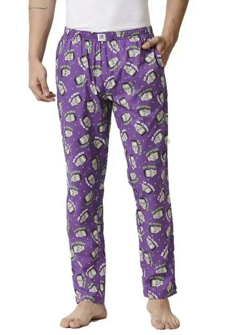 Manaca Men Purple Printed Cotton Pyjamas