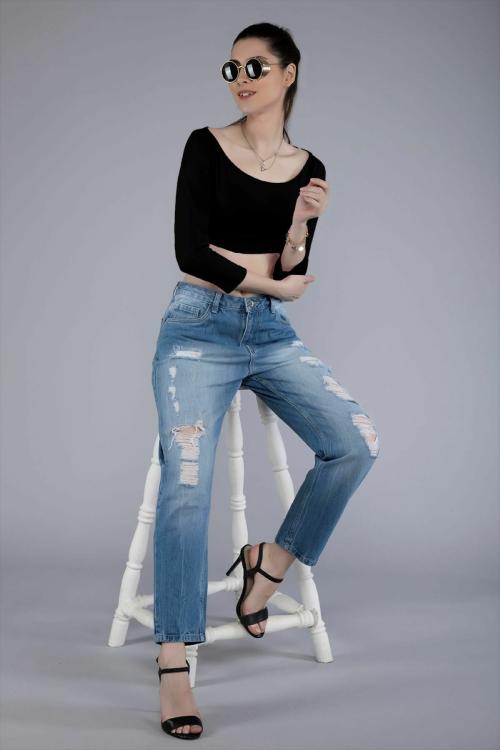 AD2CART VA4260 Women Round Neck 3/4 Sleeve Crop Top For Womens