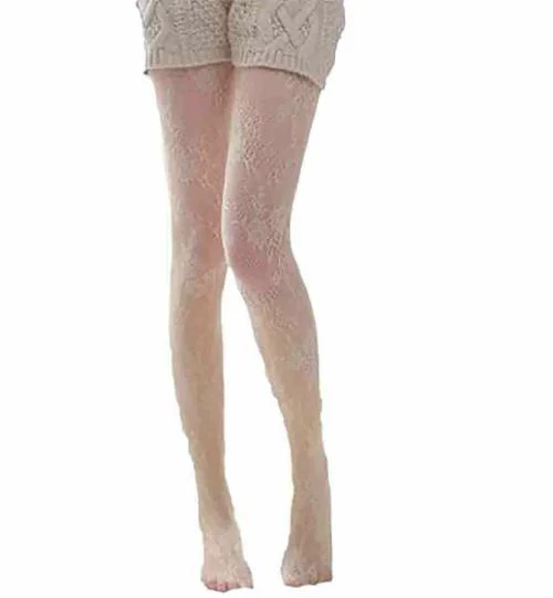 ogimi - ohh Give me Women's Design Net Tights Stockings Pantyhose in Beige Colour, Free Size