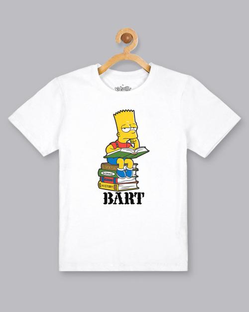 Kids Boys Simpsons Printed White Tshirt
