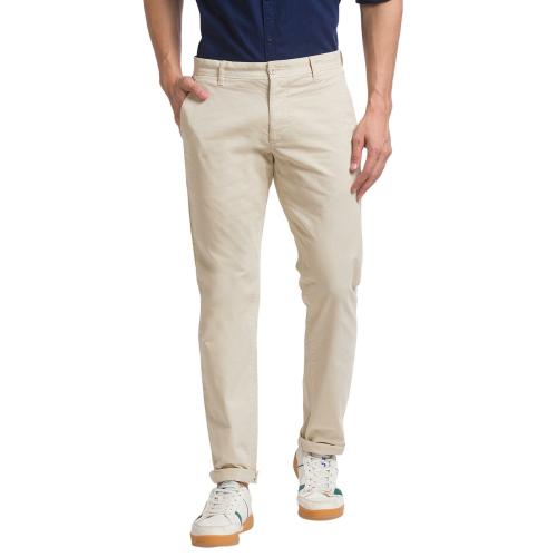 Buy Parx Men Grey Solid Cotton Blend Flat-Front Pants Online at Best ...